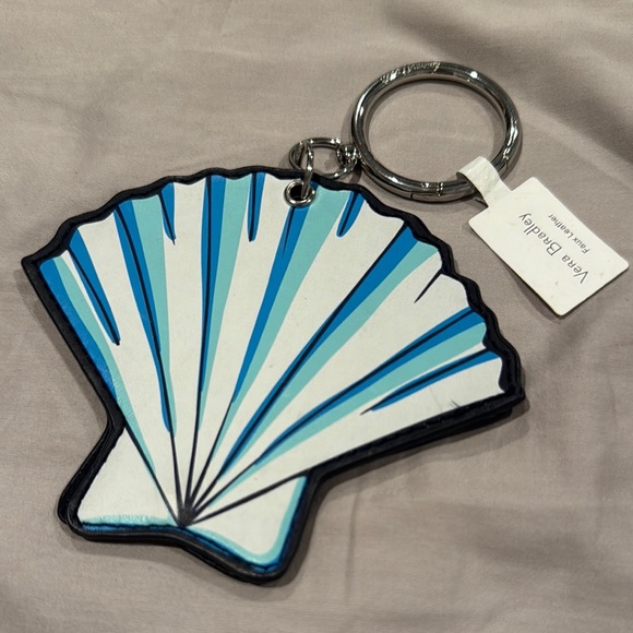 Vera Bradley Accessories - Vera Bradley Blue and White Shell Keychain bag charm mirror NWT